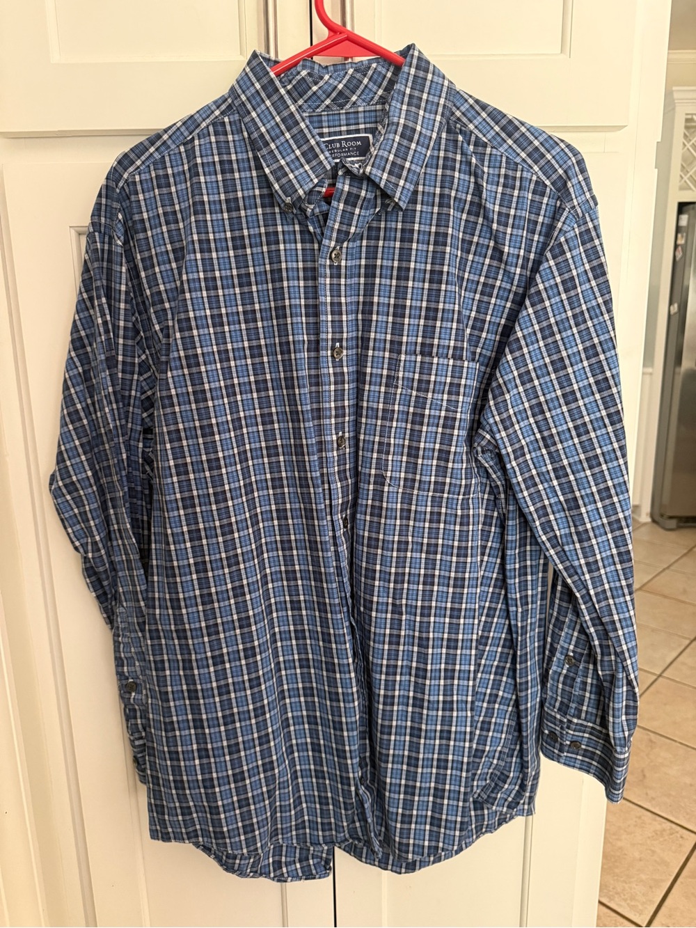 Club Room Blue and White Plaid Button-Down Shirt